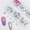 6-Compartment Box of Irregular Resin Rhinestones for DIY Nail Art and Jewelry