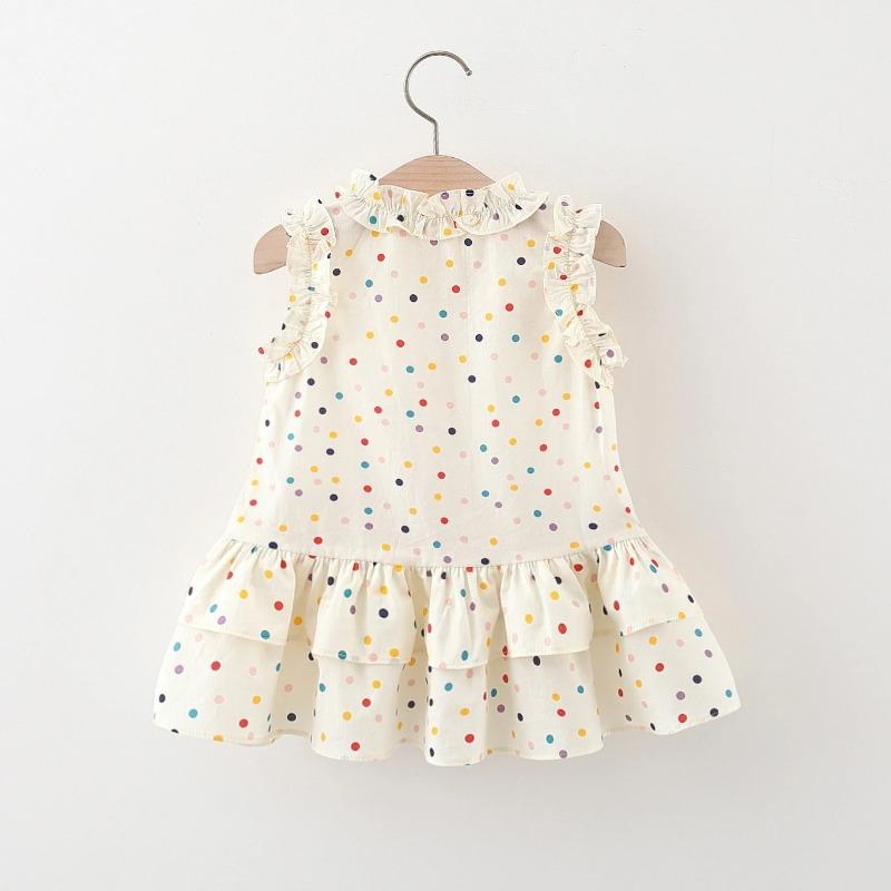 Dress Baby Girl Heart Shaped Button Colorful Polka Dot Bow Dress Send Bag