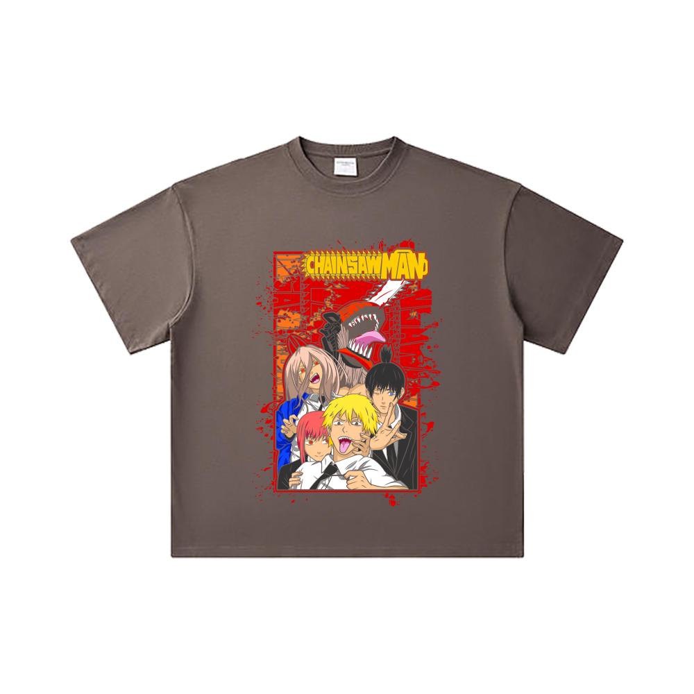 260 GSM Double Yarn 32 Count 100% Cotton Chainsaw Man V26 Print Unisex Heavy Cotton T Shirt