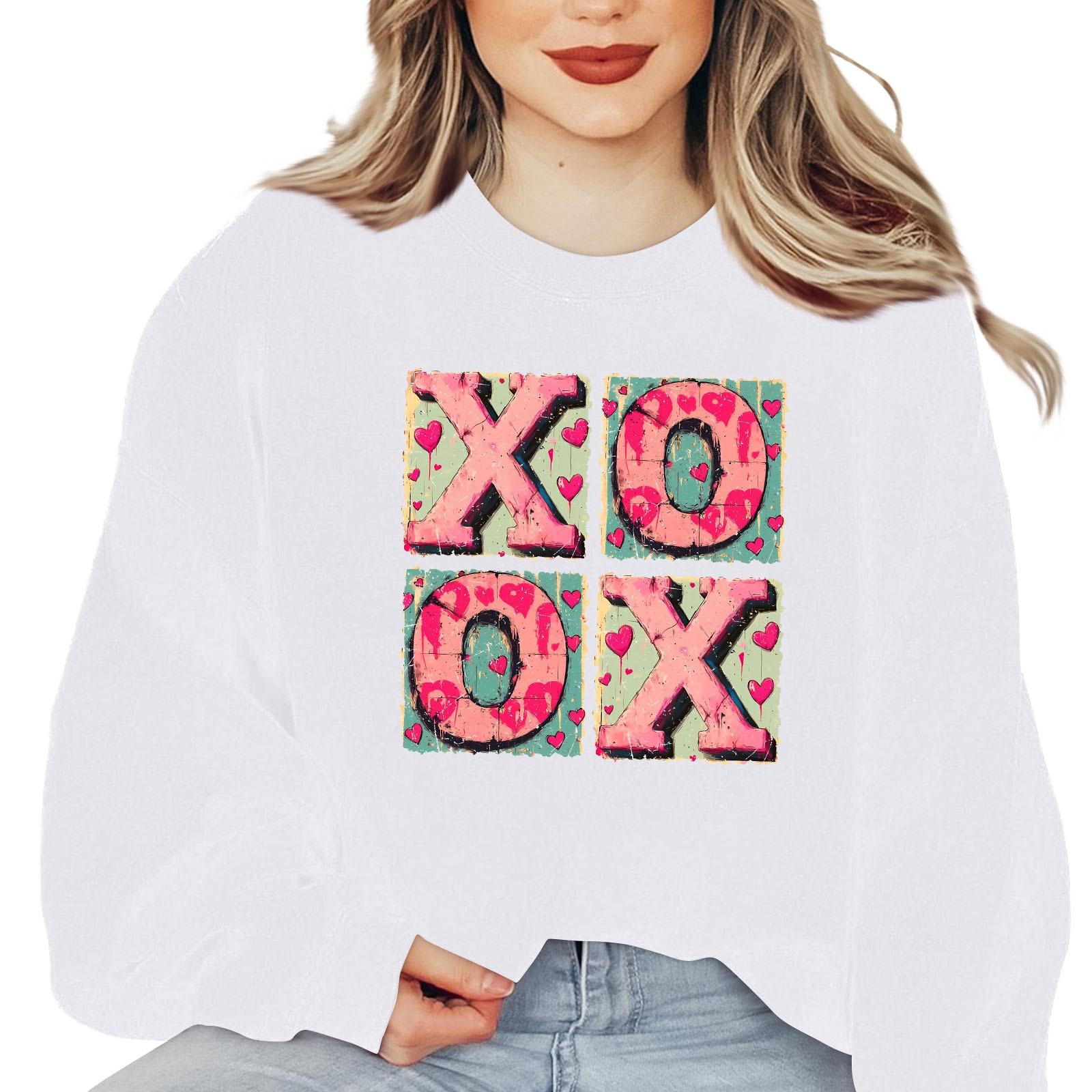 

Жіночий світшот повсякденний з довгим рукавом, атмосферний топ, вільний, популярний, пуловер з круглим вирізом, топ-світшот XL білий