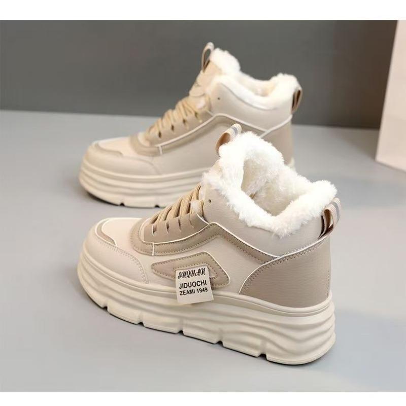 Women Casual Winter Warm Plush Lined Thick Sole Mid Top Snow Boots