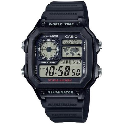 Herren-Armbanduhr AE-1200WH-1AJH [CASIO-Kollektion AE-1200 mit Gummiband], quadratisch, schwarzes Kunstharz, digital