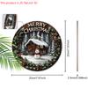 Warm Winter Wooden Christmas Sign with  Snow House & Snowman Pattern - Navidad Round Sign for Front Door Wall Hanging Decor - Ideal Christmas Gift