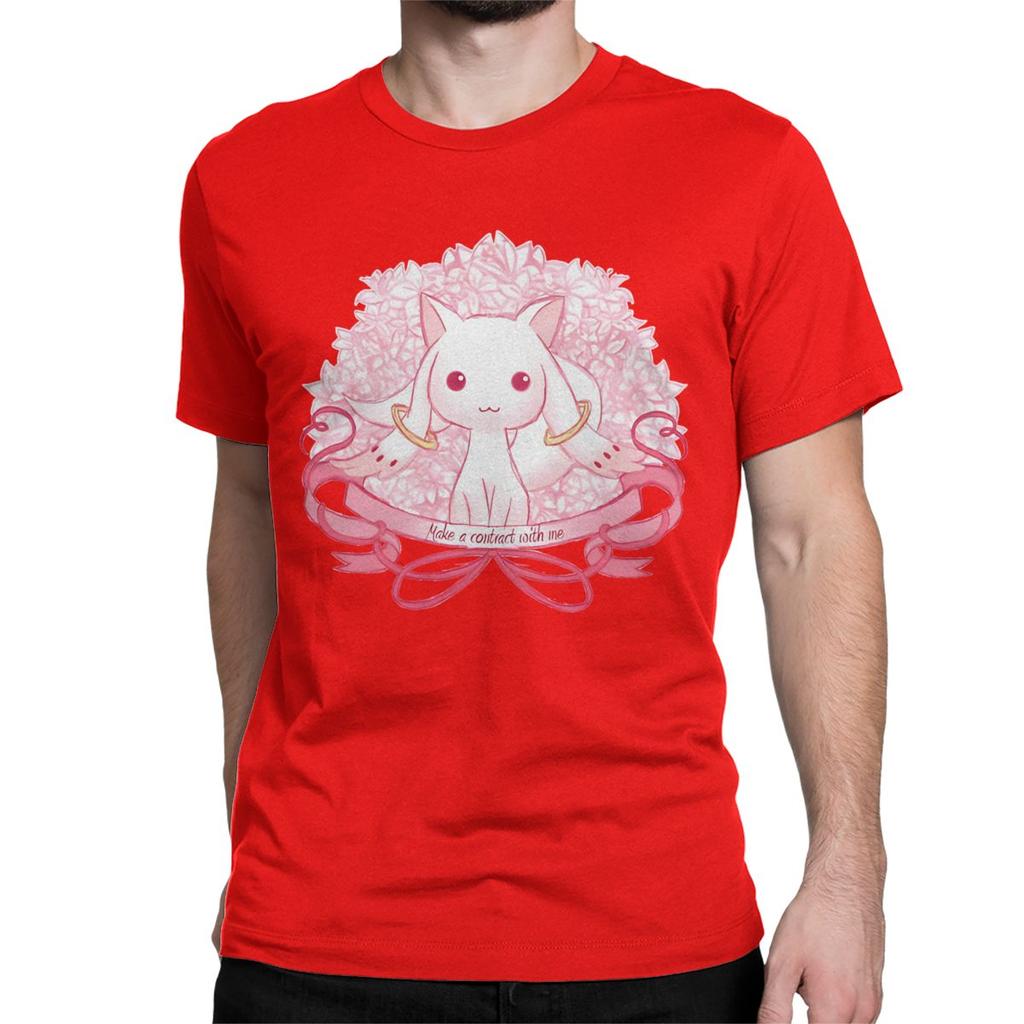 Cute Kyubey Puella Magi Madoka Magica T Shirts Men Women Pure Cotton T-Shirts Anime Tee Shirt Short Sleeve Clothing Printed