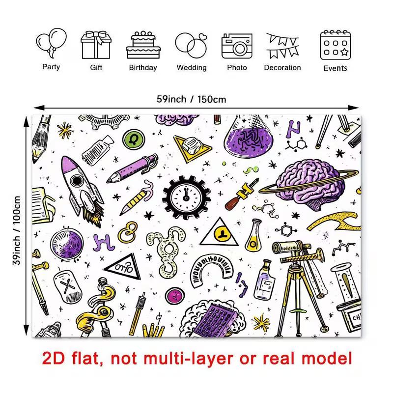 Science Lab Doodle Backdrop, STEM Classroom Photography Background