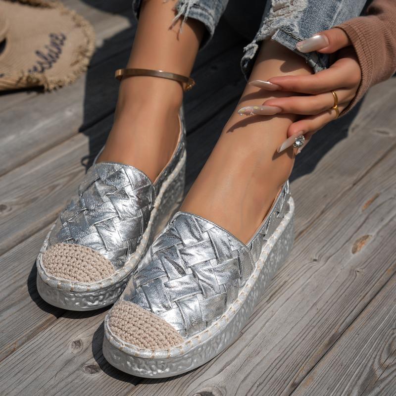 Fashion Women Shoes Ethnic Style Woven Shoes Ladies Fashion Breathable Flat Sole Casual Shoes for Women Zapatos De Mujer