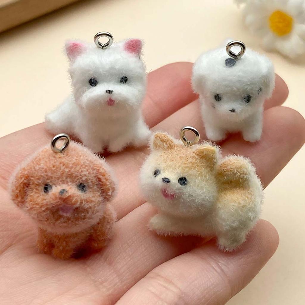 Mix 2/5pcs Resin Flocking Animal Puppy Pendant Accessories, DIY Necklaces, Earrings, Keychains, Jewelry Making Fashion Accessori