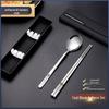 Portable Stainless Steel Cutlery Set: Chopsticks, Spoon, and Fork with Storage Box