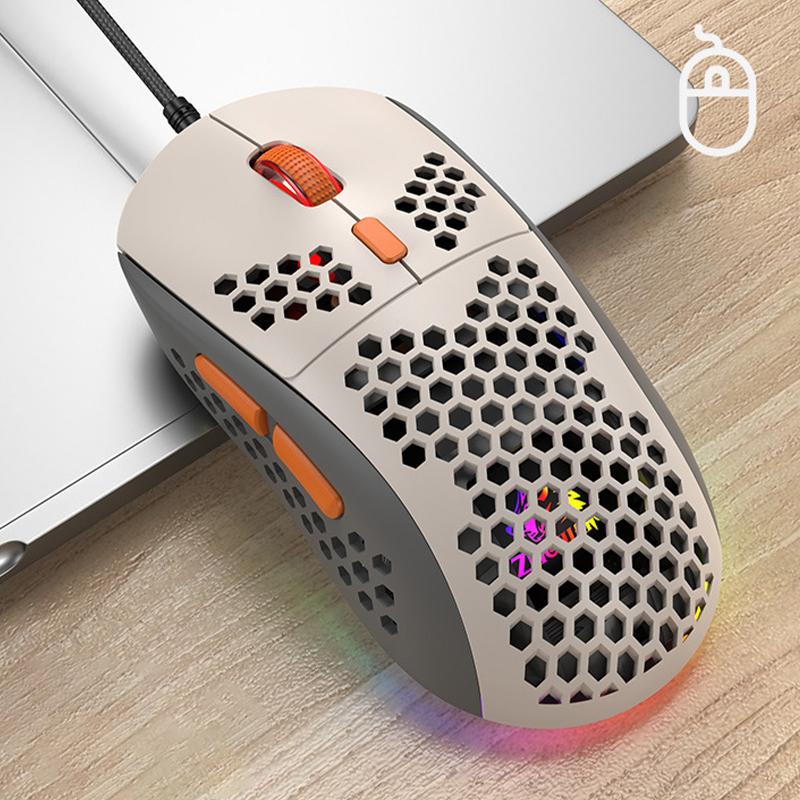 Souris Filaire Lumière Rgb Nid d'Abeille Souris Gaming Usb Bureau PC Ordinateurs Aouse