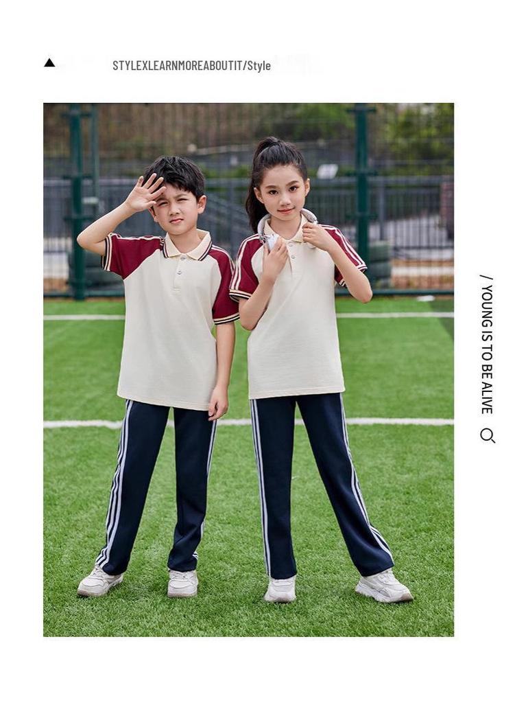 Light Blue Short-Sleeve School Uniform Set for Middle/Junior/High School Students