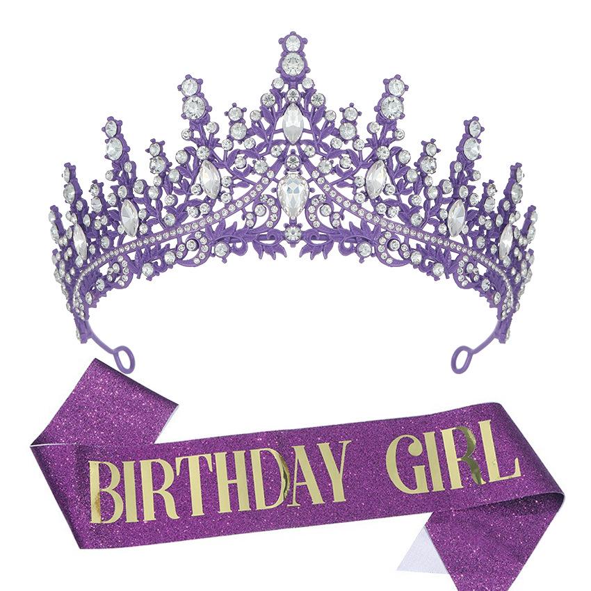 Luxury Crystal Crown & Sash Set for Birthday Girl