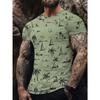 Men Tropical Palm Tree Graphic T-Shirt - Breathable Mesh Fabric, Casual Short Sleeve Crewneck, Summer Style with Sailboat & Coconut Design