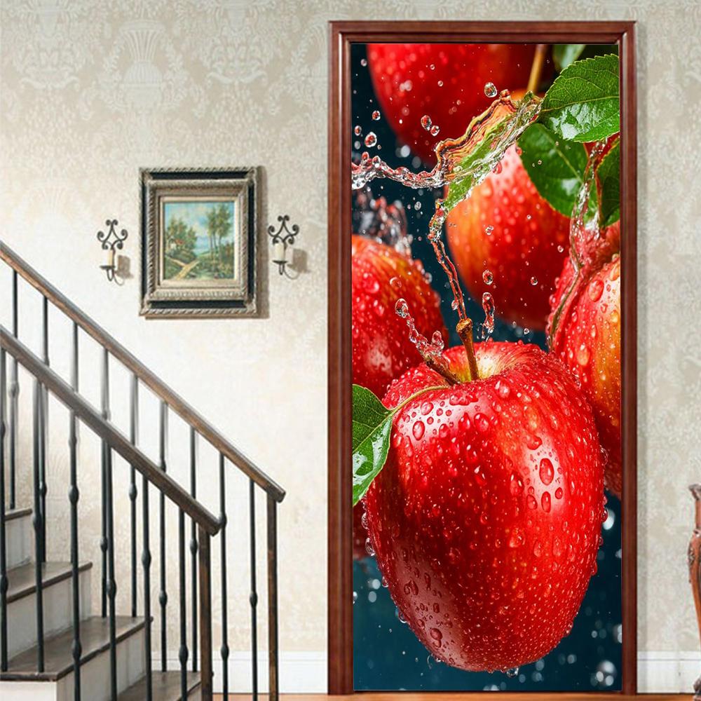 Fruit Lemon Door Stickers 3D Removable Vinilos Para Puertas Adhesive Wallpaper Art Murals for Doors Bibliotheque Modern Home Decor