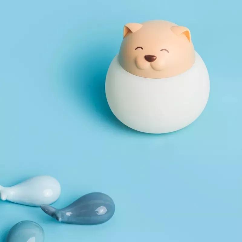 Portable Kids Room Bedroom Bedside Rechargeable Acrylic Silicone Night Light LED Puppy Cute Bear Sleeping Animal Night