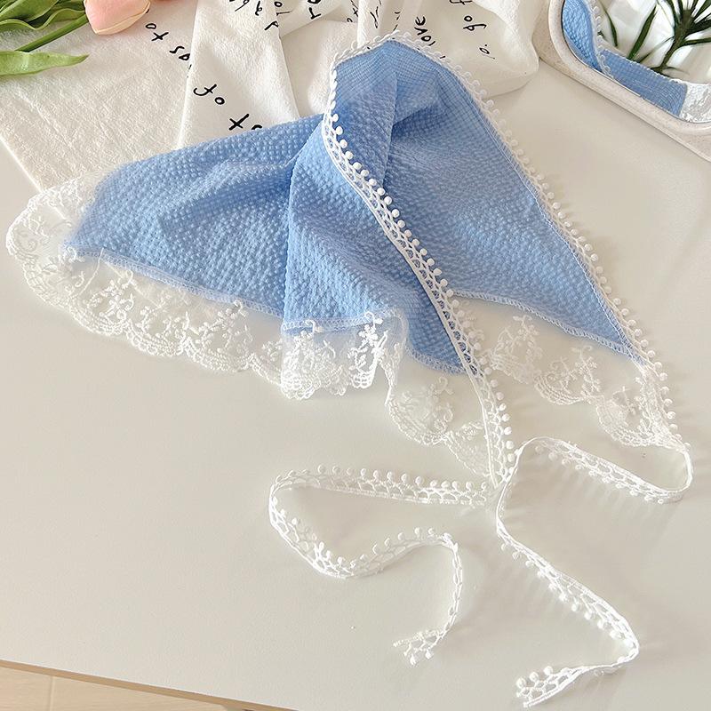 Headscarf summer women's pastoral triangle scarf literary retro crochet triangle scarf hat Y2K hot girl girl children hollow bud