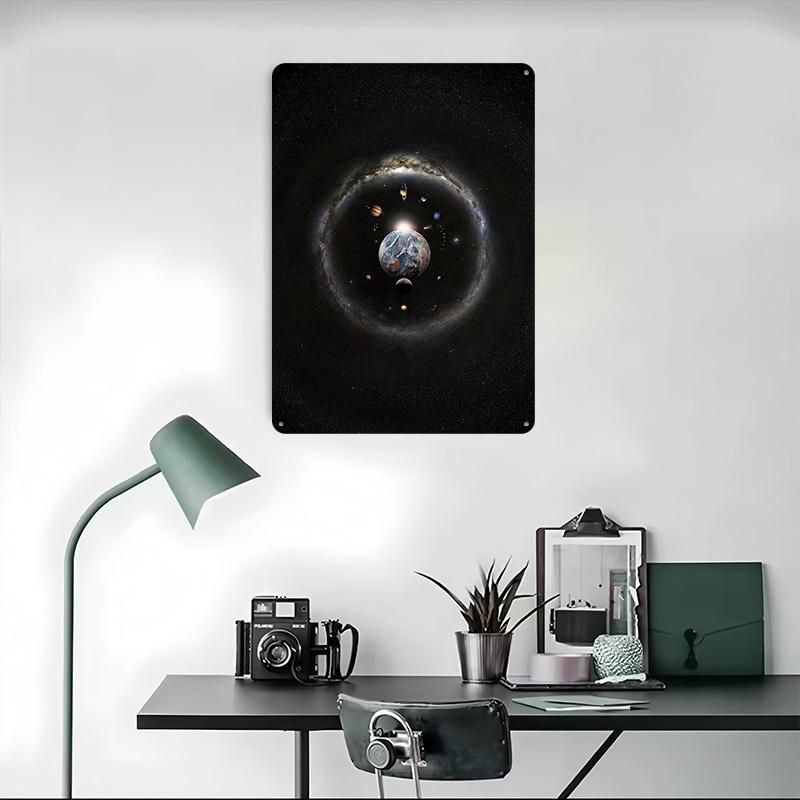 Milky Way Ring and Planets Printed Poster Customized Wall Art Retro Vintage Metal Tin Signs for Room Decoration Home Decorations