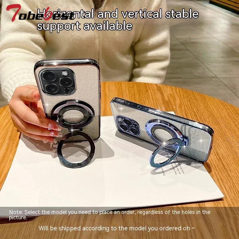 Glitter Plating Magnetic Holder Phone Case For Samsung Galaxy A16 A26 A36 A56 A06 A15 A25 A35 A55 A14 A24 A34 A54 4G 5G Cover