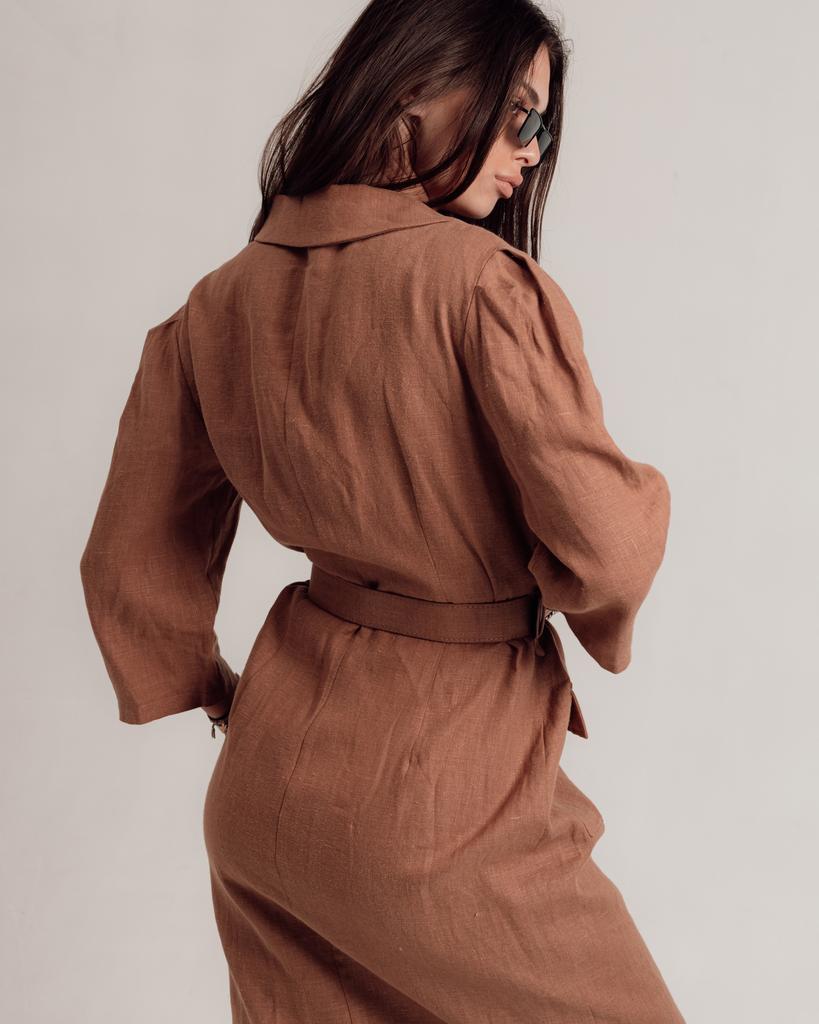 Summer Dress Sandrom 4466 42 L Camel Linen