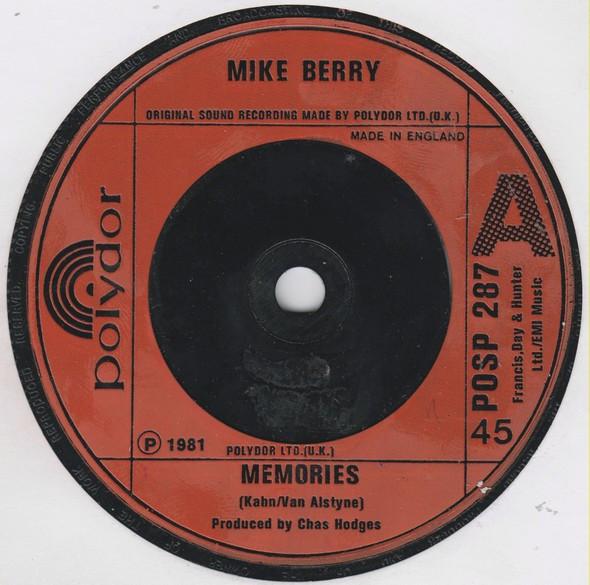 

7inch Record MIKE BERRY - Memories POSP287 Polydor 1981 UK Rock Used