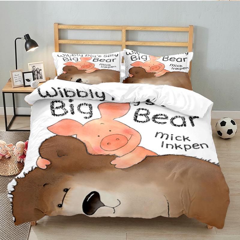 Wibbly Pig Adventure 3PCS Bedding set,Ideal for 1pc Duvet Cover And 2pcs Pillowcases Perfect for Fan gift,Ideal for Bedroom, Dormitory