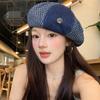 Retro octagonal hat, women's big head circumference shows their face, small beret, thin breathable casual versatile bud hat