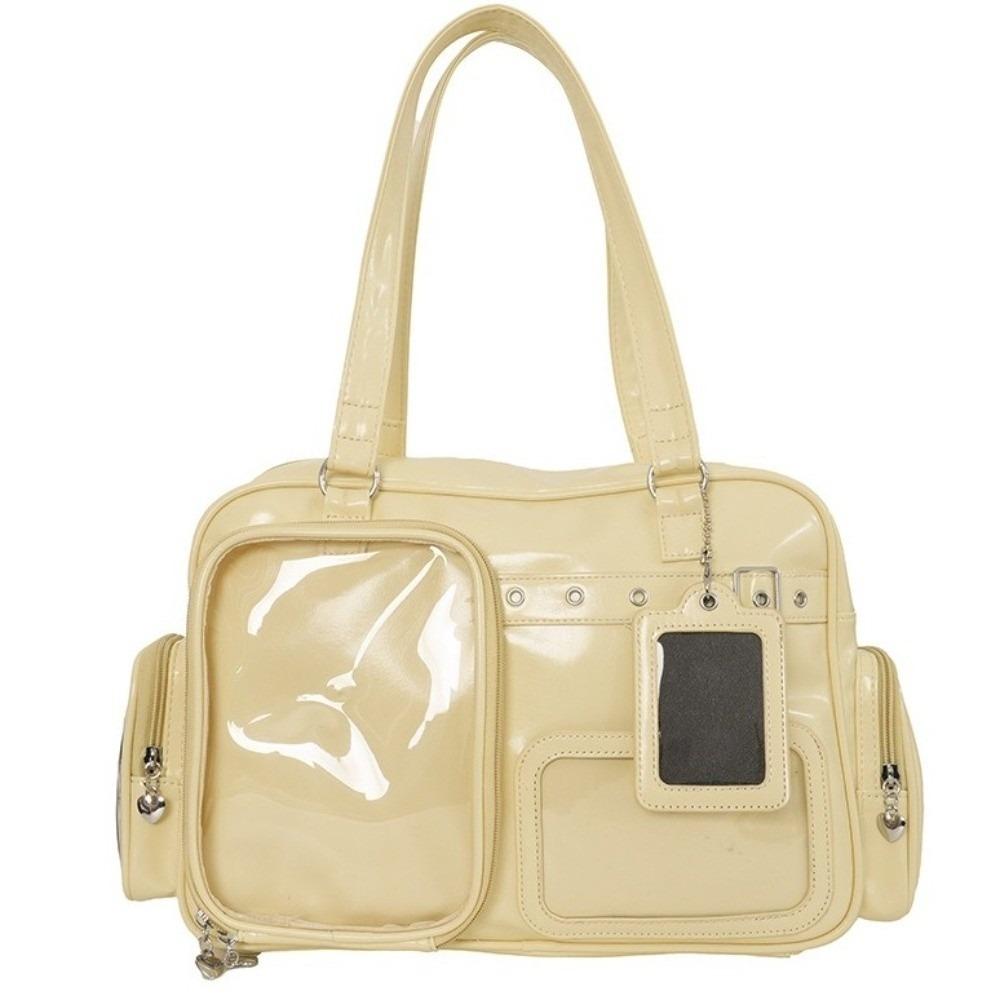 Large Capacity Transparent Ita Bag PU Leather Harajuku Shoulder Bag Japanese Crossbody Bag School жёлтый
