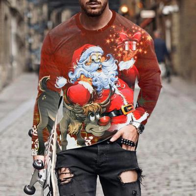 Weihnachten Stil 3D Druck Sommer männer Oansatz T-shirt Casual Langarm Übergroßen T Shirt Mode Pullover Trend Männer Kleidung