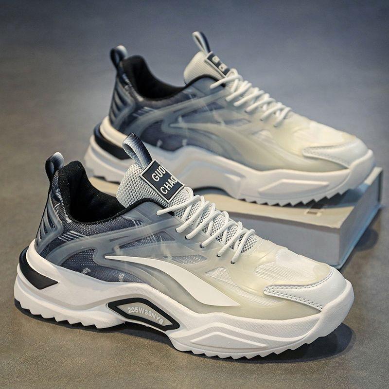 

Летняя мужская обувь, дышащая сетчатая обувь, мужские кроссовки, трендовые маленькие белые туфли, мужская обувь для бега для папы 44