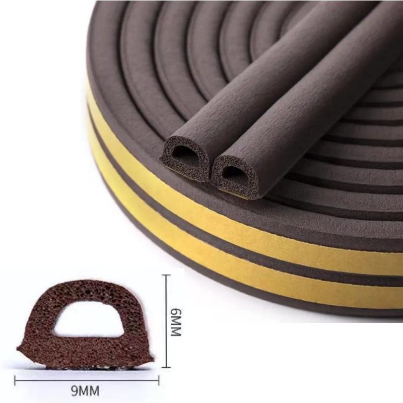 D-Type Self-Adhesive EPDM Rubber Door & Window Insulating Seal: Windproof, Soundproof, Heat Insulation & Anti-Collision Strip.