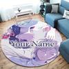 Cherry Blossom Journey Custom Name Round Area Rug Carpet Rug For Living Room Bedroom Sofa Playroom Decor Nonslip Floor Mat