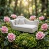 Miniature Chaise Sofa for Dollhouse 1:12 Scale with Pillows, European Collectible Handicraft Ornaments Style Simulation Recliner, Photography