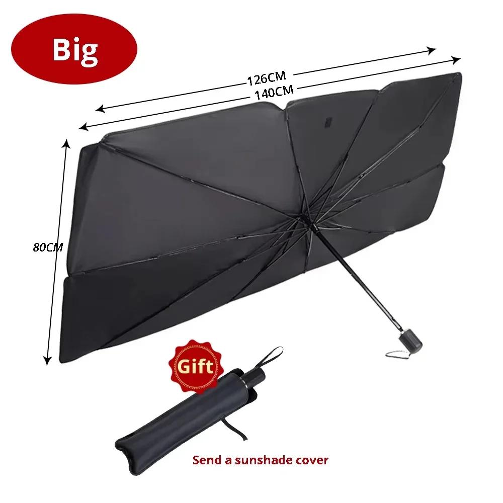 KEBIDU Ombrello Parasole per Parabrezza Auto UPF50+, Parasole Pieghevole per Parabrezza con Rivestimento Argentato, Isolamento Termico Anti-UV per Tutte le Auto, Custodia Portatile