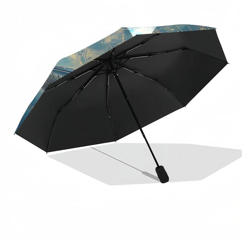 1pc Whale Dreamcatcher Automatic Opening/Closing Umbrella, Portable Folding Design, Iron Frame Outdoor, Unique Festival Gift for Fans & Travelers.V096
