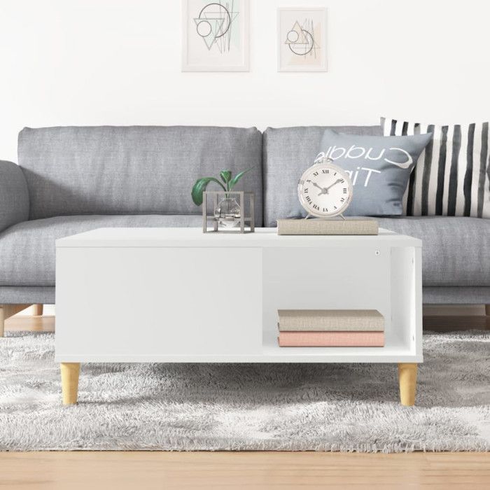 VidaXL Table basse blanc 80x80x36,5 cm bois d'ingénierie 821092