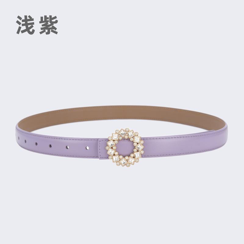 Four Seasons Available Belts Women'S Fashion Versatile Trendy Decoration Suits Cowhide Thin Belt Diamond Genuine Leather Ins Style Jeans Belt