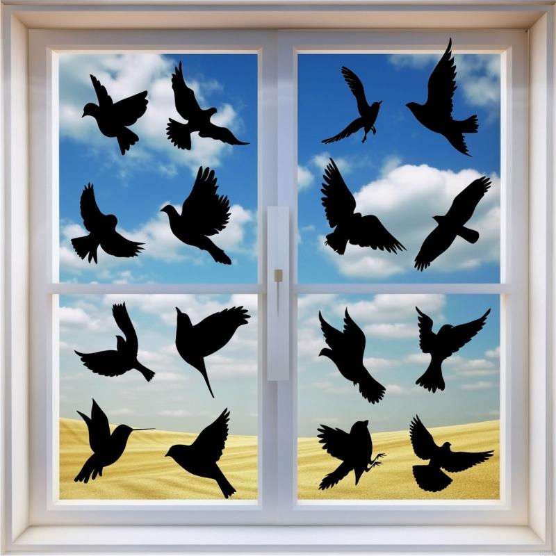 62KD 16x Window Clings Hummingbird Window Stickers Glass Door Decals Preventing Bird