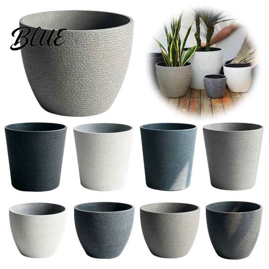 Small Large Succulent Pot Tall Resin Planter Thickened Faux Stone Plant with Embossed Modern Indoor Outdoor Flower Texture Decorative for