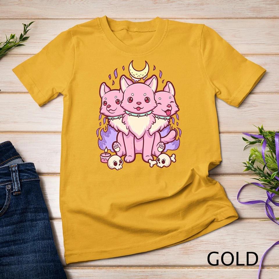 Kawaii Pastel Goth Cute Creepy 3 Headed Dog Unisex T-shirt 3 S