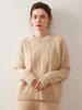 Women's Super Thick Cashmere Sweater: Round Neck, Soft, Fluffy, Loose Fit, Versatile Cable Knit for Autumn/Winter.