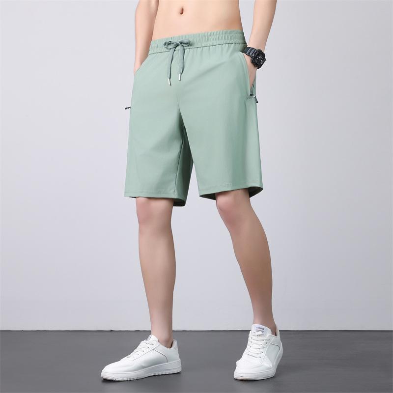 Unisex Summer Ice Silk Quick-Dry Shorts: Loose, Breathable, Mid-Length for Running, Fitness, and Beach Activities