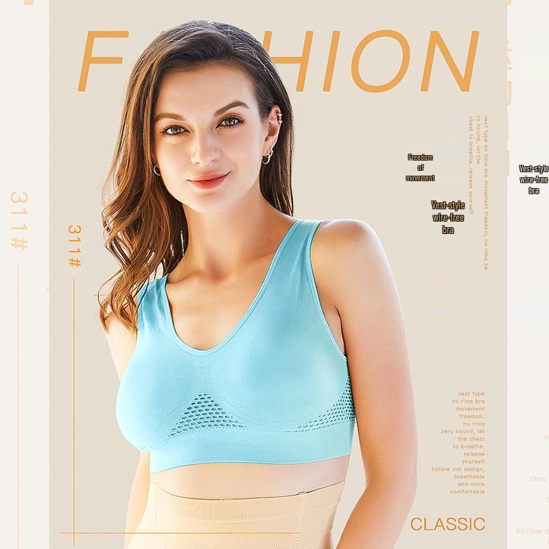 

Спортивный бюстгальтер большого размера без косточек из дышащей сетки для бега и йоги XXL синий