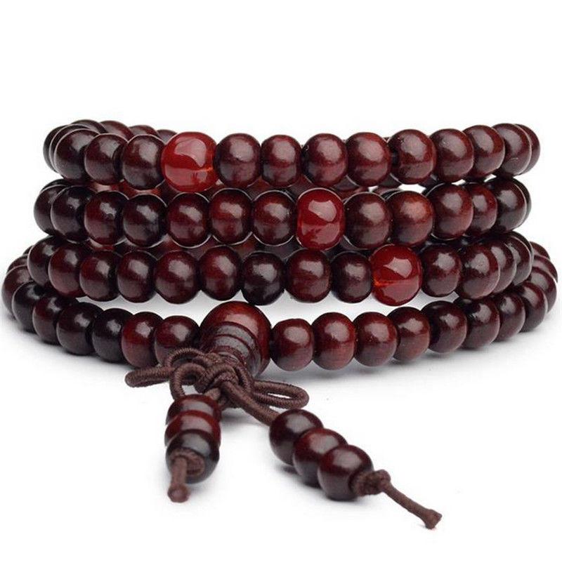 6mm Natural Sandalwood Buddhist Beads Bracelets 108 Beads Buddha Meditation Prayer Wood Beaded Bracelet layer Bangles Men Women