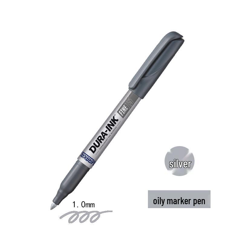 DURA-INK Eco-Friendly Silver Black Oil-Based Waterproof Marker, Quick-Drying 1mm Industrial Pen