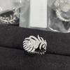 Zirconia Feather Metal Ring: High-End Korean Style, Simple and Trendy Versatile Women's Jewelry.