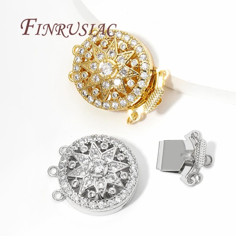 18K Real Gold Plated Brass with Zircon Bracelet Clasps,Connectors For Jewelry Making DIY Necklace Fasteners For Bracelets