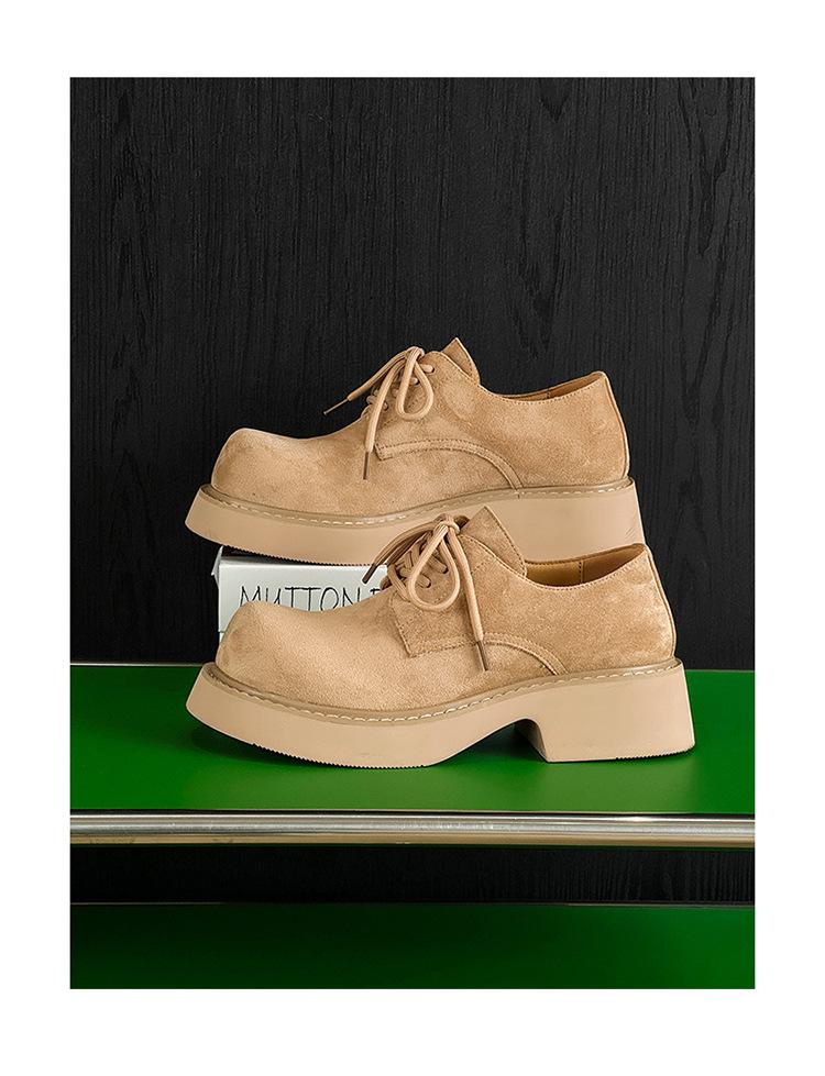 2024 Autumn Unisex Couple's British Style Retro Thick-Soled Casual Leather Shoes 9533-K