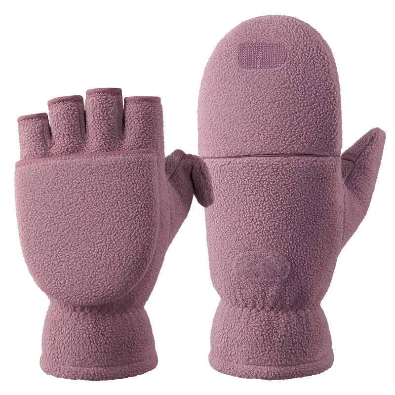 Thick Fleece Lined Half-Finger Flip Top Gloves Winter Cycling Riding Outdoor Commute Unisex Warm Touchscreen S 83g
