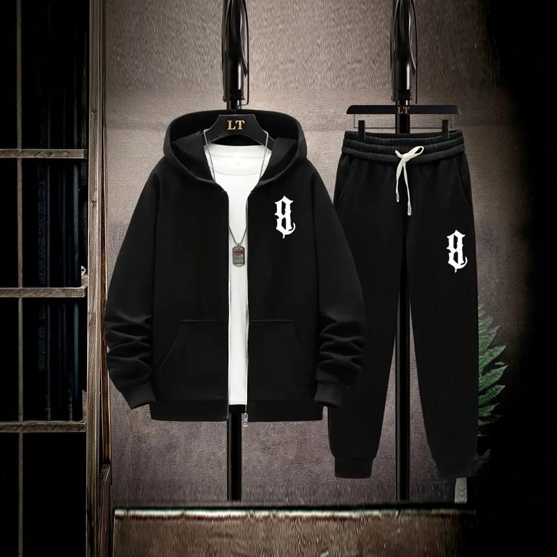 Minimalist Hoodie - Set Gothic B Print Loose Fit Casual Outfit Teens Young Adults