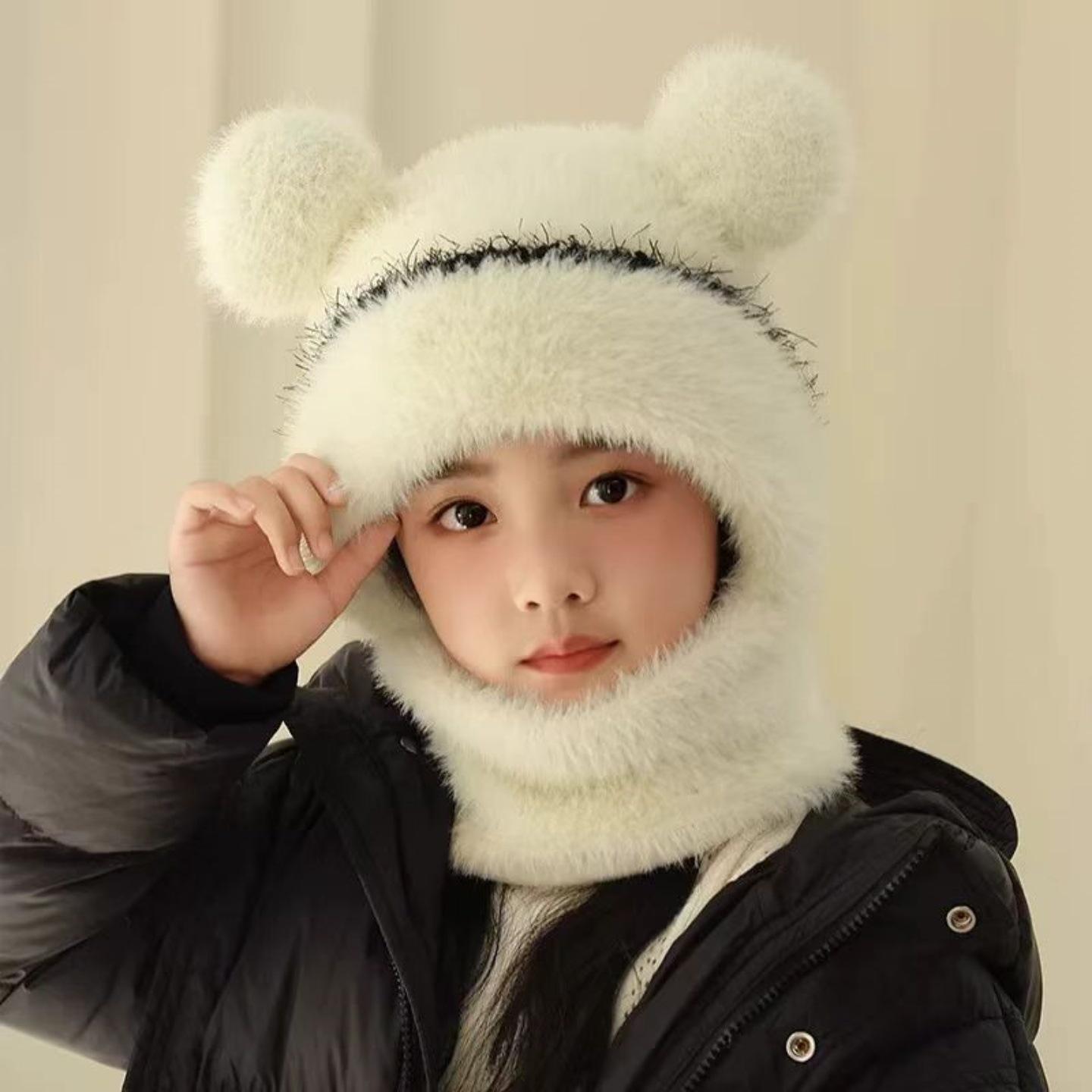 

Kids Wool Hat and Scarf Set with Ear Protection for Women and Boys - Warm, Velvet-Lined Pullover for Autumn and Winter