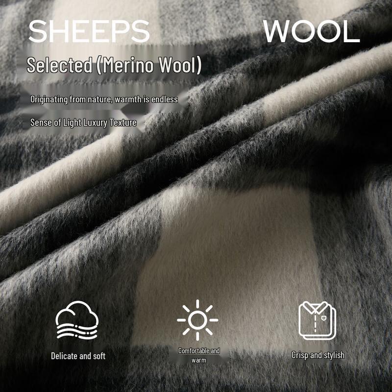 

Sancai Women s Plaid Merino Wool Blend Double-faced Coat with Scarf XL